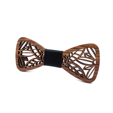 Men's Carved Flowers Wooden Bow Tie - Wnkrs