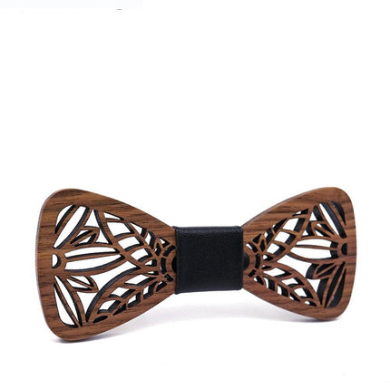 Men's Carved Flowers Wooden Bow Tie - Wnkrs