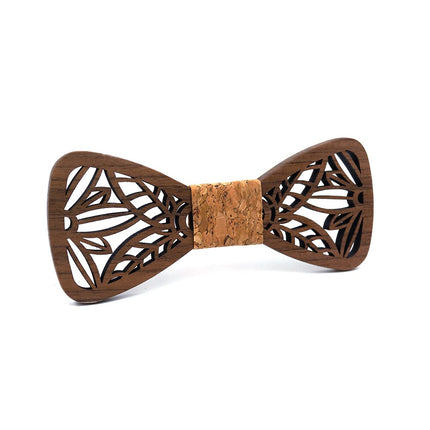 Men's Carved Flowers Wooden Bow Tie - Wnkrs