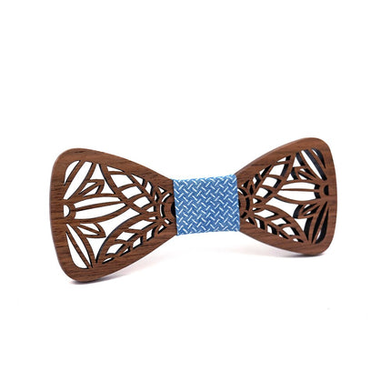 Men's Carved Flowers Wooden Bow Tie - Wnkrs