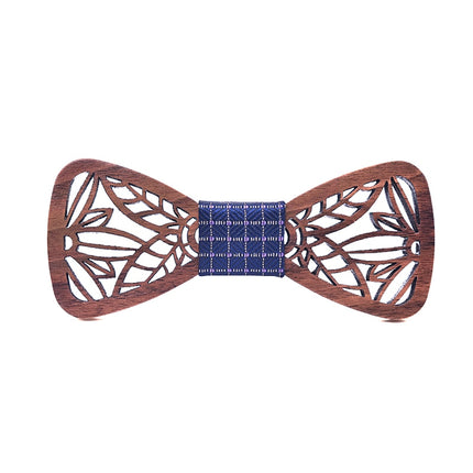 Men's Carved Flowers Wooden Bow Tie - Wnkrs