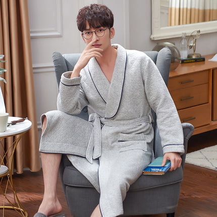 Long Sleeved Air Cotton Bathrobe for Men - Wnkrs