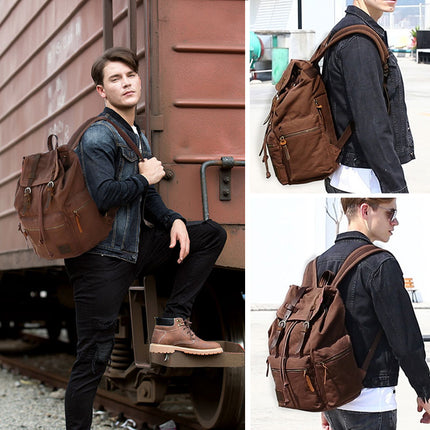 Men's Retro Canvas Drawstring Backpack - Wnkrs