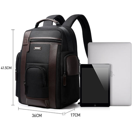 Men's Chocolate Leather Detail Laptop Backpack - Wnkrs