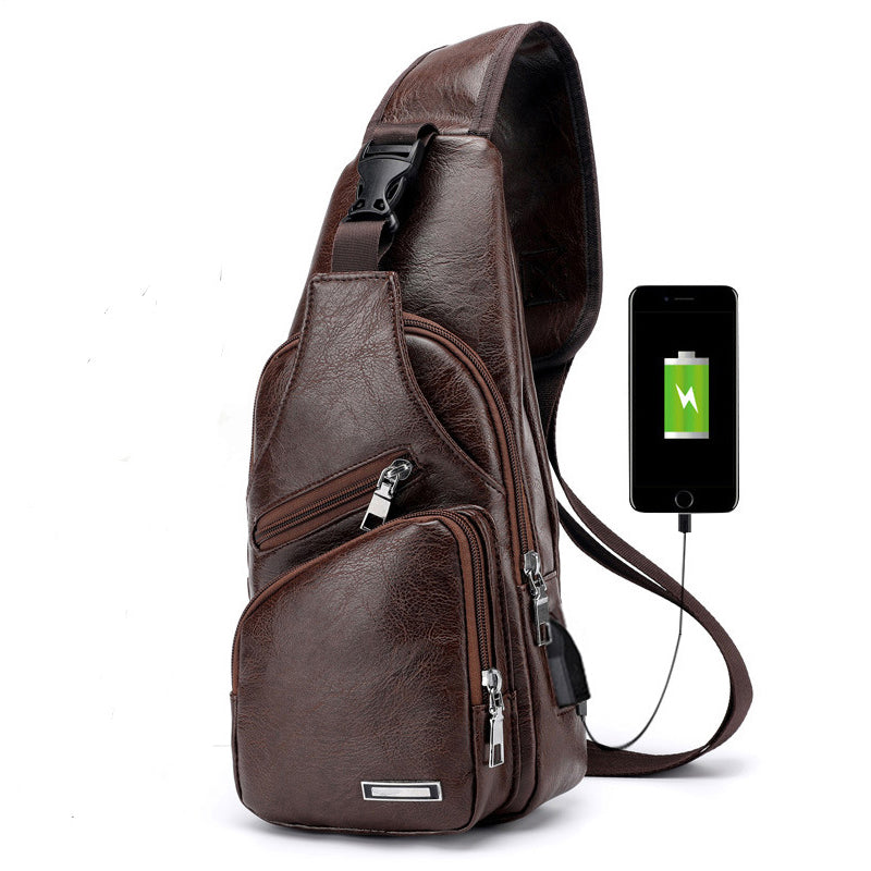 Men's Leather Shoulder Smart Bag