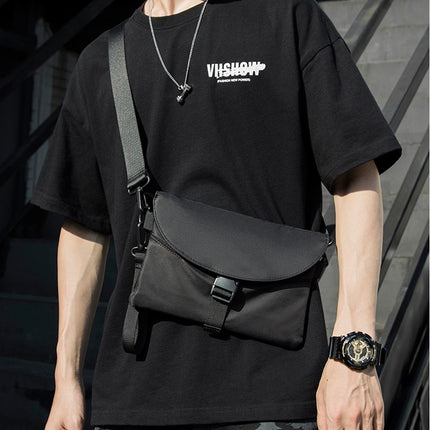 Men's Waterproof Black Nylon Messenger Bag - Wnkrs