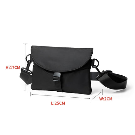Men's Waterproof Black Nylon Messenger Bag - Wnkrs
