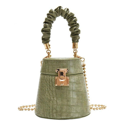 Women's Crocodile Pattern Round Bucket Bag - Wnkrs