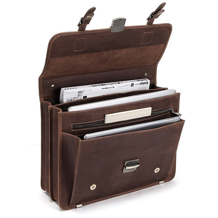 Men's Retro Leather Shoulder Briefcase - Wnkrs