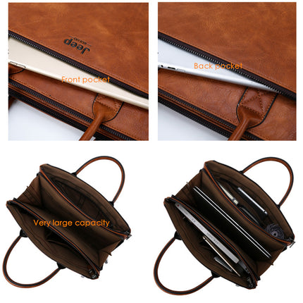 Men's Office Leather Shoulder Bag - Wnkrs
