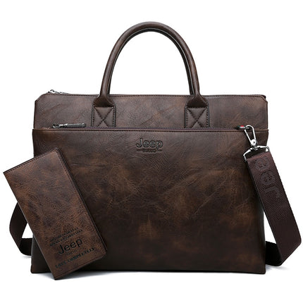 Men's Office Leather Shoulder Bag - Wnkrs