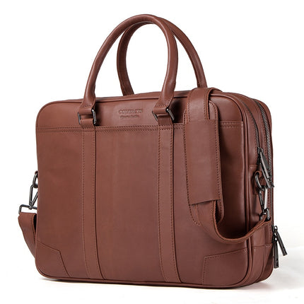 Men's Genuine Leather Shoulder Briefcase - Wnkrs