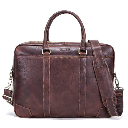 Men's Genuine Leather Shoulder Briefcase - Wnkrs