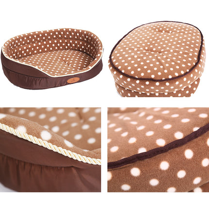Dog's Soft Plush Bed with Polka Dot Pattern - wnkrs