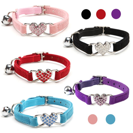 Cats Collar with Bell and Heart-Shaped Decoration - wnkrs