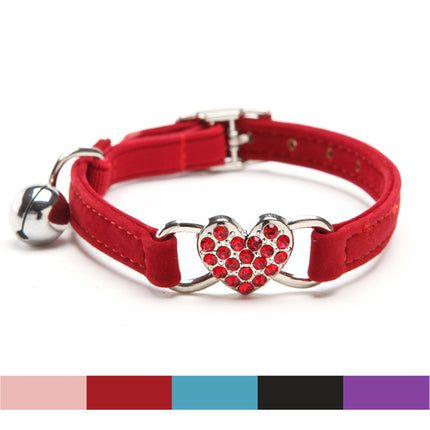 Cats Collar with Bell and Heart-Shaped Decoration - wnkrs