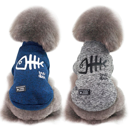 Cute Fish Bone Printed Hoodies for Small Dogs - wnkrs
