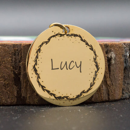 Personalized Patterned Round Dog ID Tag - wnkrs