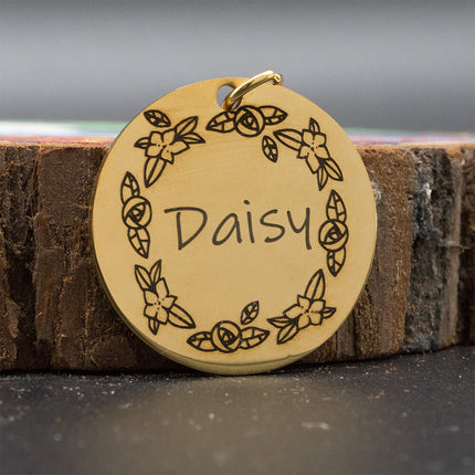 Personalized Patterned Round Dog ID Tag - wnkrs