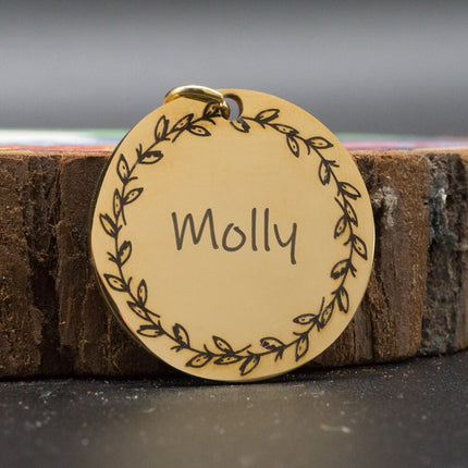Personalized Patterned Round Dog ID Tag - wnkrs