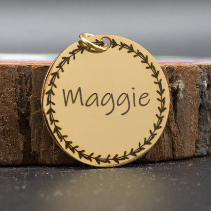 Personalized Patterned Round Dog ID Tag - wnkrs