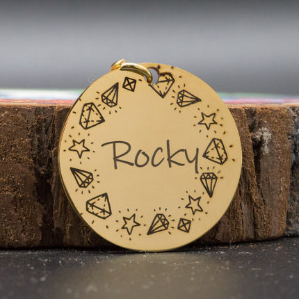 Personalized Patterned Round Dog ID Tag - wnkrs