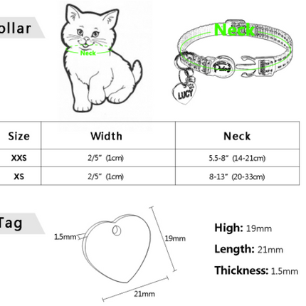 Reflective Kitten Collar with ID Tag - wnkrs