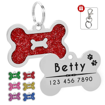 Dog's Glitter Bone Shaped ID Tag - wnkrs