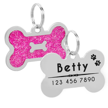 Dog's Glitter Bone Shaped ID Tag - wnkrs