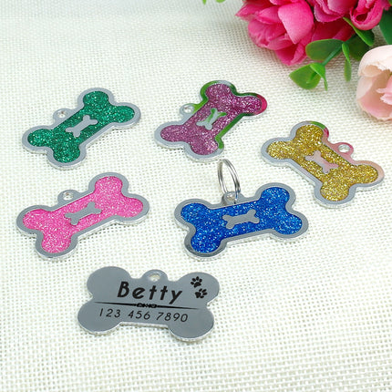Dog's Glitter Bone Shaped ID Tag - wnkrs