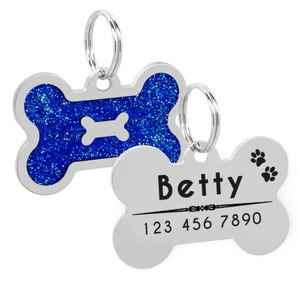 Dog's Glitter Bone Shaped ID Tag - wnkrs