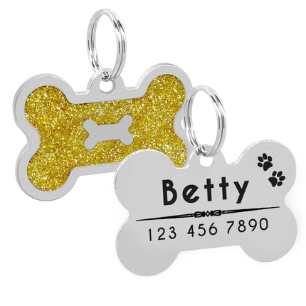 Dog's Glitter Bone Shaped ID Tag - wnkrs