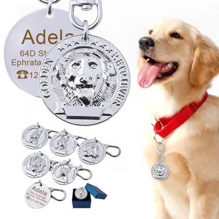 Dog's Custom Engraving Design Silver ID Tag - wnkrs