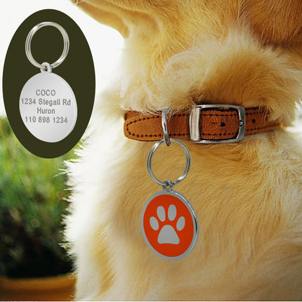 Dog's Silver Paw Patterned ID Tag - wnkrs