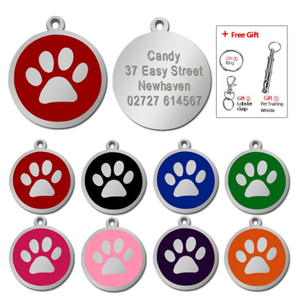 Dog's Silver Paw Patterned ID Tag - wnkrs