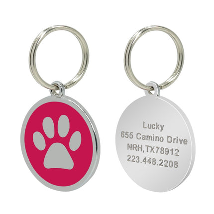 Dog's Silver Paw Patterned ID Tag - wnkrs