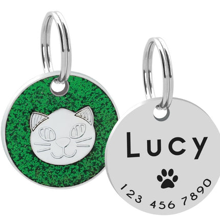 Engraved Texting Glitter Design ID Tag - wnkrs