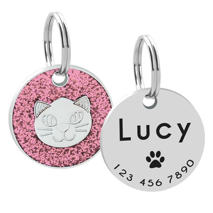 Engraved Texting Glitter Design ID Tag - wnkrs