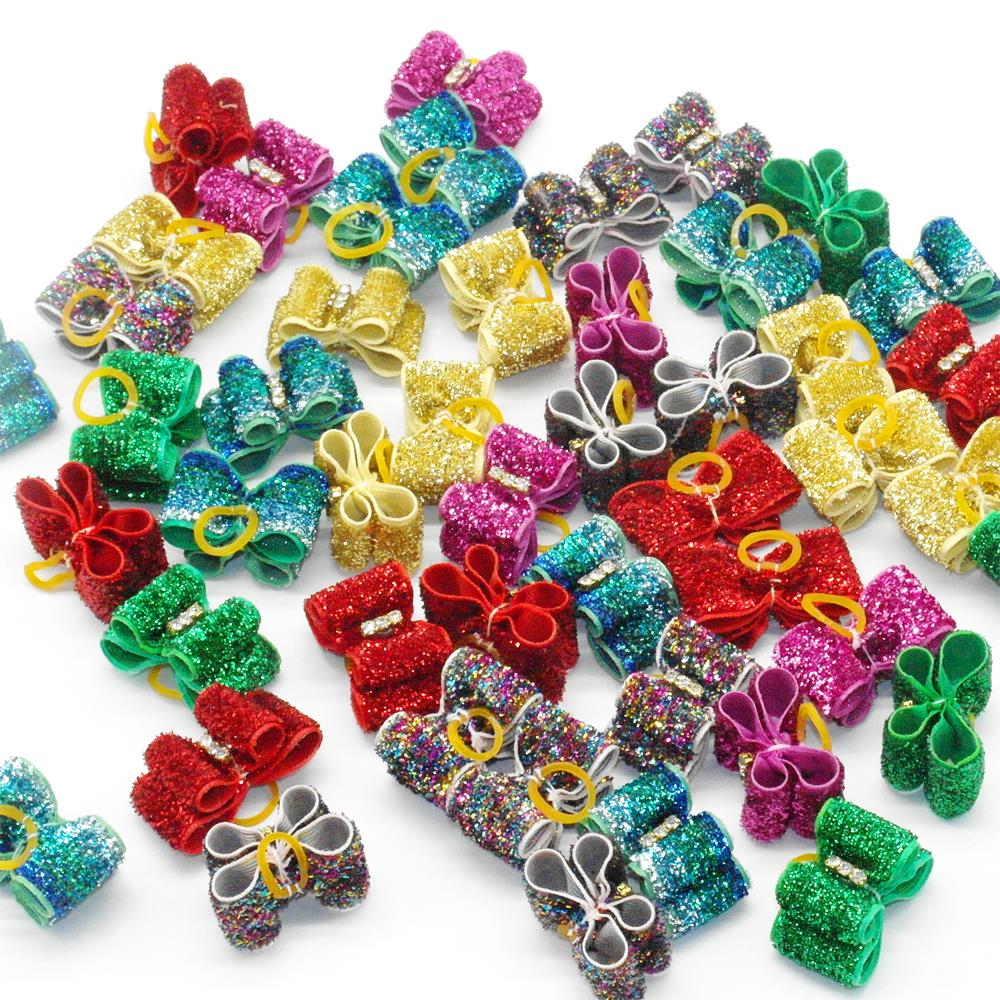 Glitter Dog Hair Bows, 20–100 Piece Packs