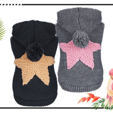 Soft Knitted Hoodie with Starfish and Pompom - wnkrs