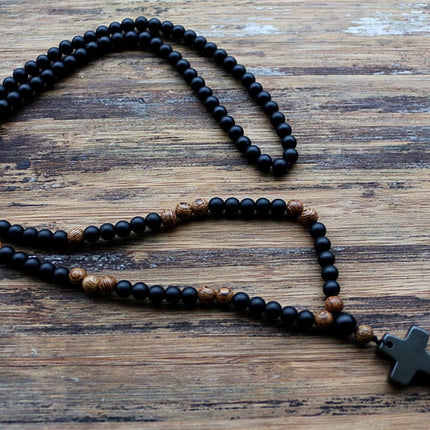 Wood Beads With Black Stone - wnkrs