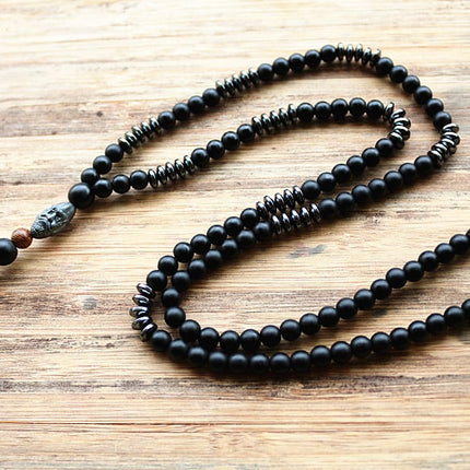 Men's Vintage Style Beaded Necklace with Hematite Stone - wnkrs