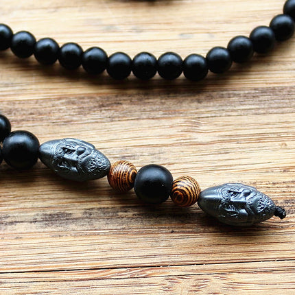 Men's Vintage Style Beaded Necklace with Hematite Stone - wnkrs