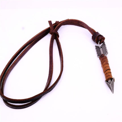 Leather Necklace for Men with Metal Cube Pendant - Wnkrs