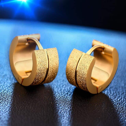 Gold/Silver/Black Stainless Steel Round Stud Earrings for Men - Wnkrs