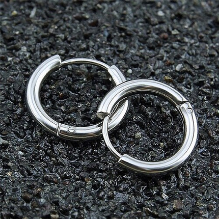 Men's Stainless Steel Simple Round Shaped Earrings - Wnkrs