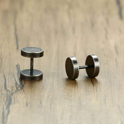 Retro Stainless Steel Stud Earrings for Men - wnkrs
