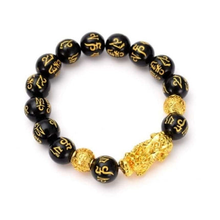 Buddhism Obsidian Stone Beaded Bracelet - Wnkrs