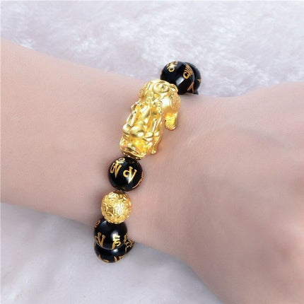 Buddhism Obsidian Stone Beaded Bracelet - Wnkrs