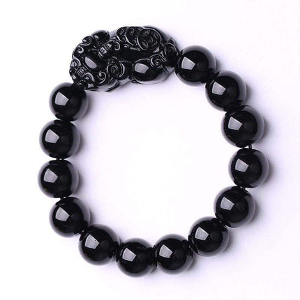 Buddhism Obsidian Stone Beaded Bracelet - Wnkrs